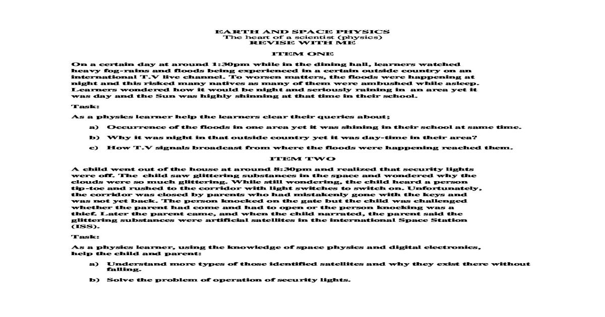 Physics s3 earth and space physics