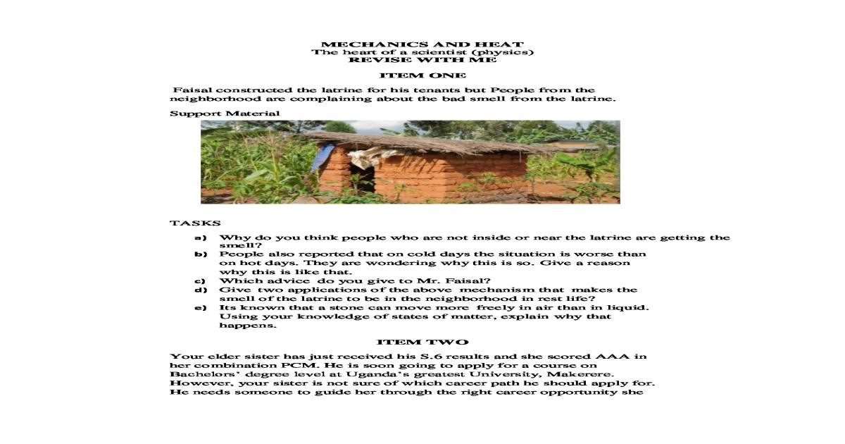 Physics S1 mechanics and heat