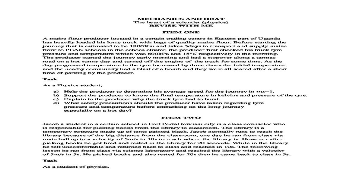 Physics s3 mechanics and heat