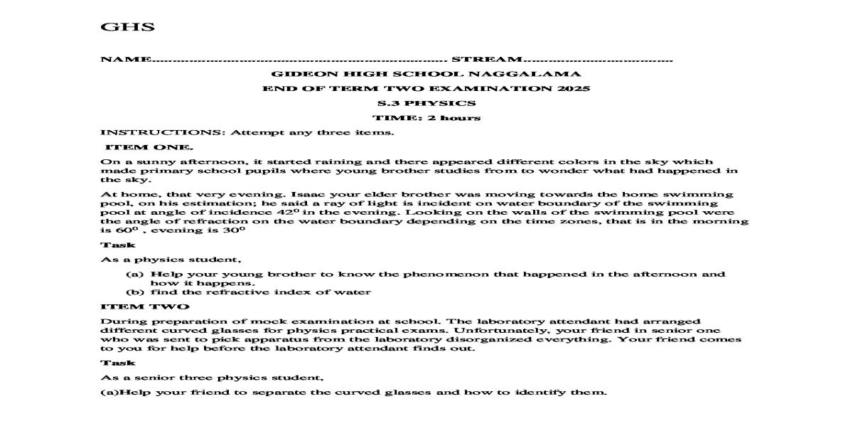 Physics s3 revision term 2