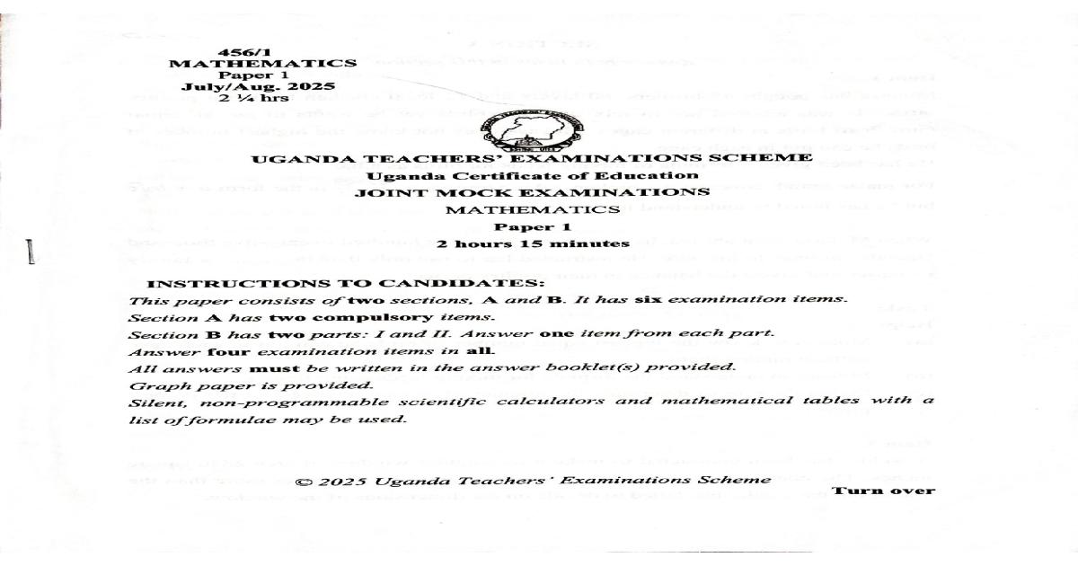 Mathematics S4 utes mock