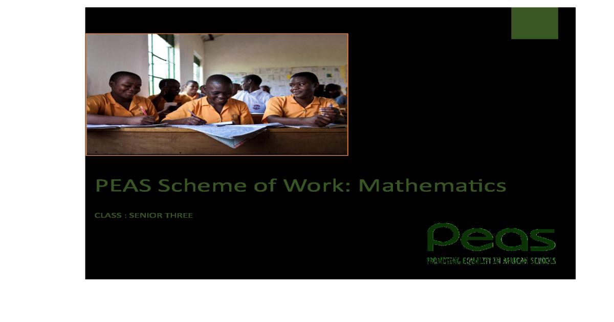 Mathematics s3 scheme of work