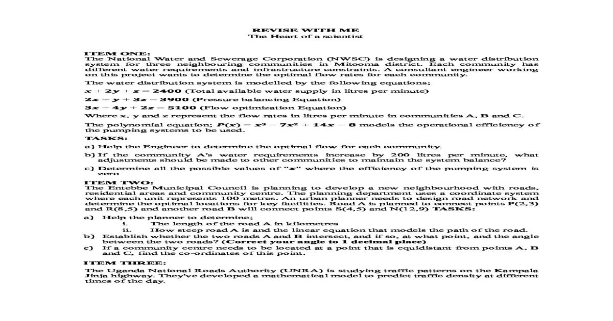 Mathematics s5 revision items