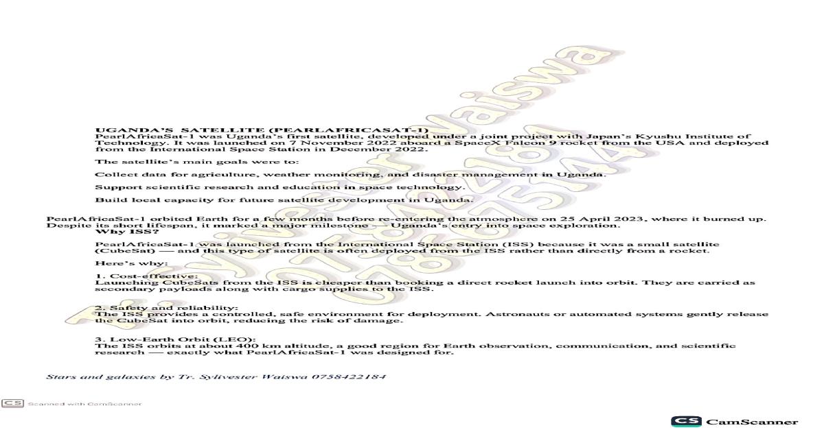 Uganda's Satellite pearl Africa sat 1 by Sylivester Waiswa