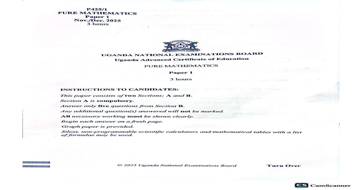 UACE MATH PAPER 1 2025