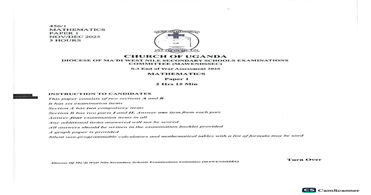 Mathematics _s3_diocess _end of year 2025