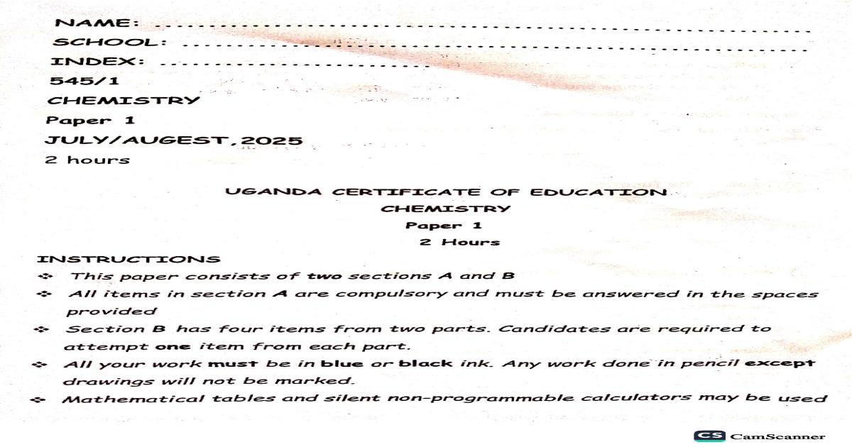 Asshu Bushenyi  UCE Chemistry paper 1