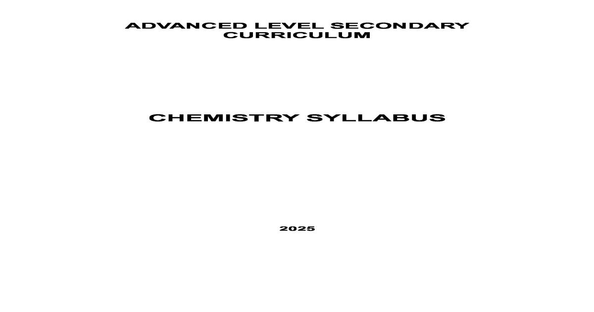 Chemistry Syllabus - 2025