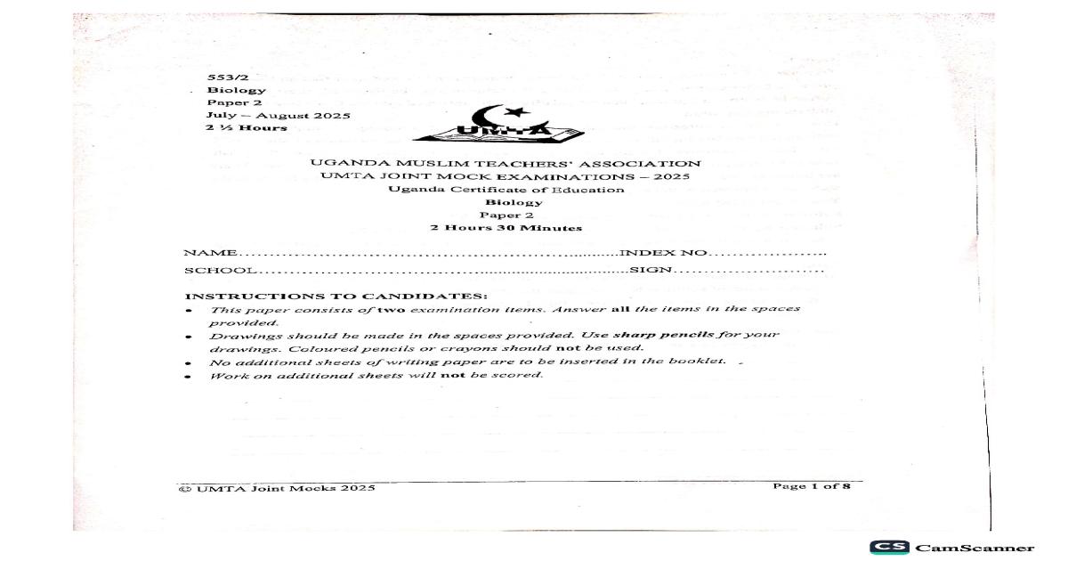 UMTA UCE BIOLOGY 2 2025