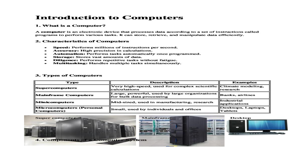 Introduction To Computers