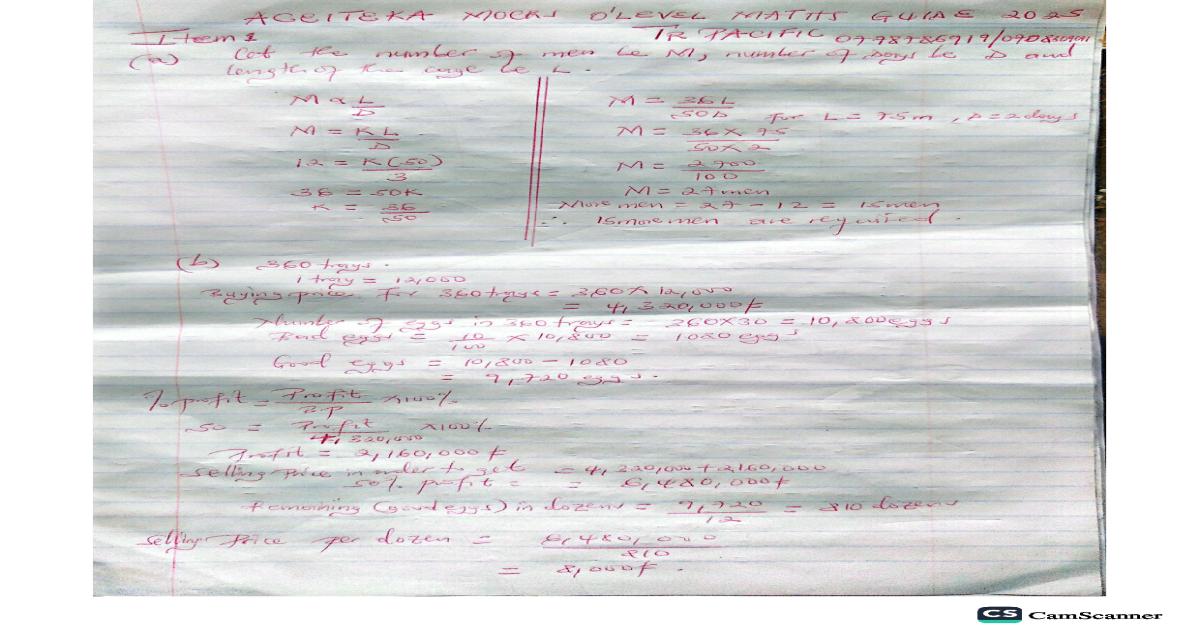 Mathematics Aceiteka mock uce