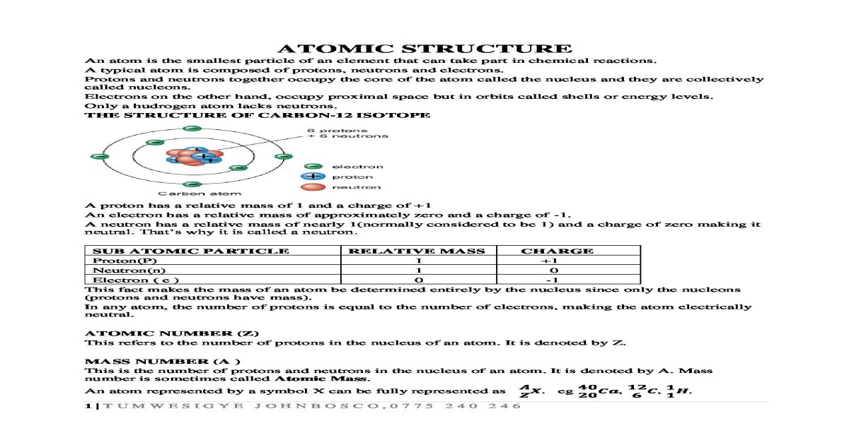 S.2 Chemistry Notes: Periodic Table and Atomic Structure