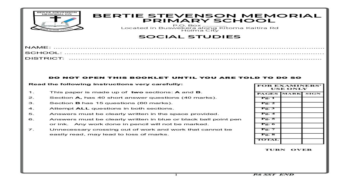 P.6 Social Studies (SST)