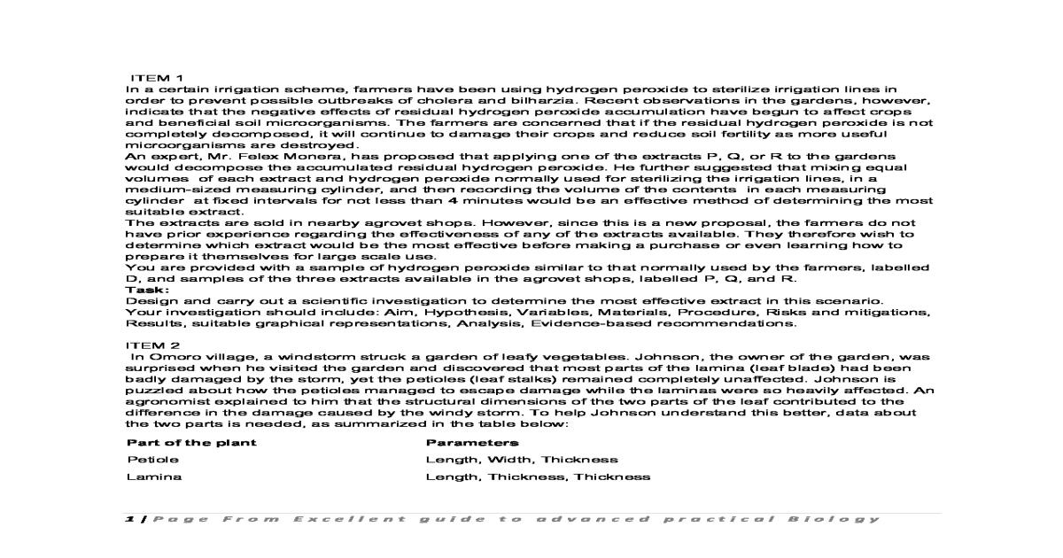 UACE Biology Practical Examination Resource by Felex Monera