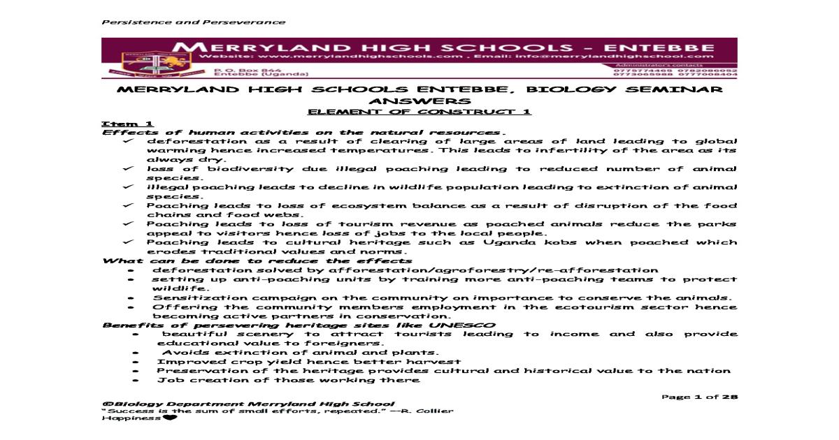 Merry Land Biology LSC Seminar Answers 2025