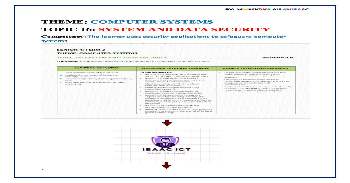 System and Data Security S.4 Notes - Uganda Curriculum