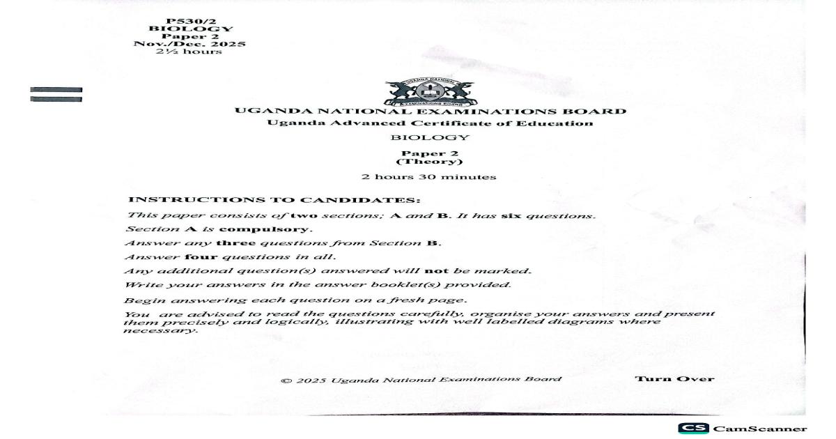 UACE Biology Paper 2 (2025)