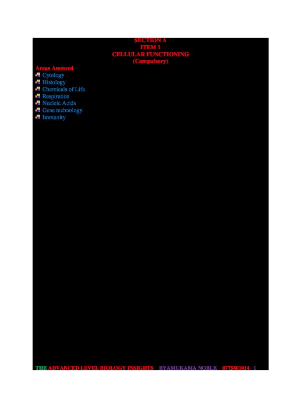 NOBLE A-Level Biology Seminar Items 2026