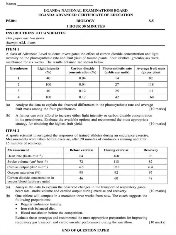 Senior 5 Biology CBC Test 02