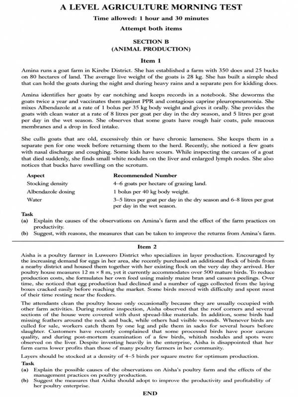 Senior 5 Agriculture CBC Test 02