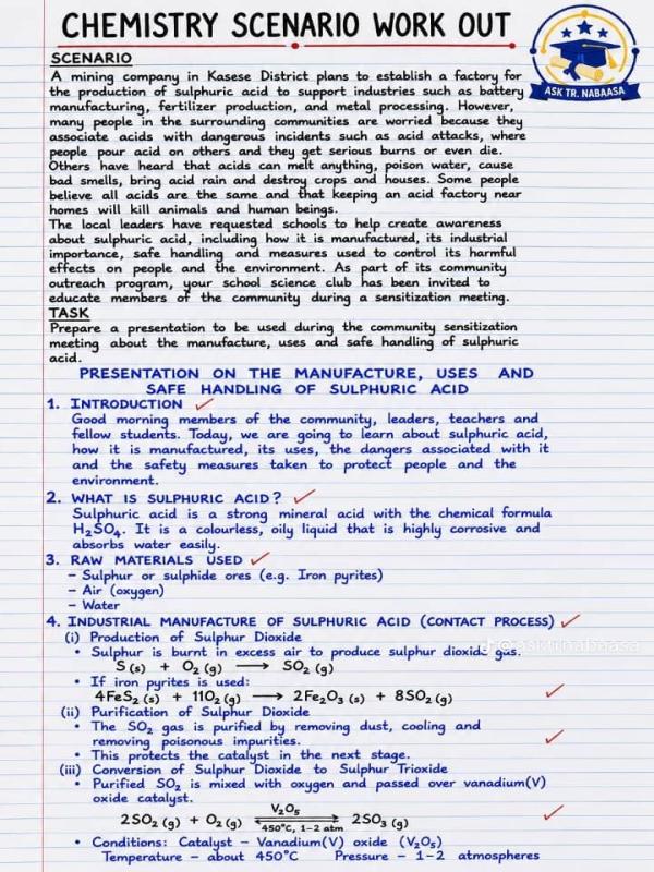 O'Level  sample scenario based questions on about industrial processes
