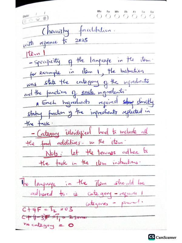 S4 Chemistry Paper 1 Facilitation Key Points