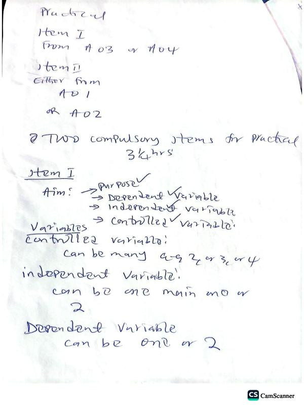 S6 Chemistry Practical Facilitation on Item 1 (Paper 2)