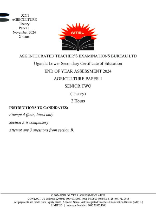 Senior 2 (S.2) Agriculture End of Year Assessment