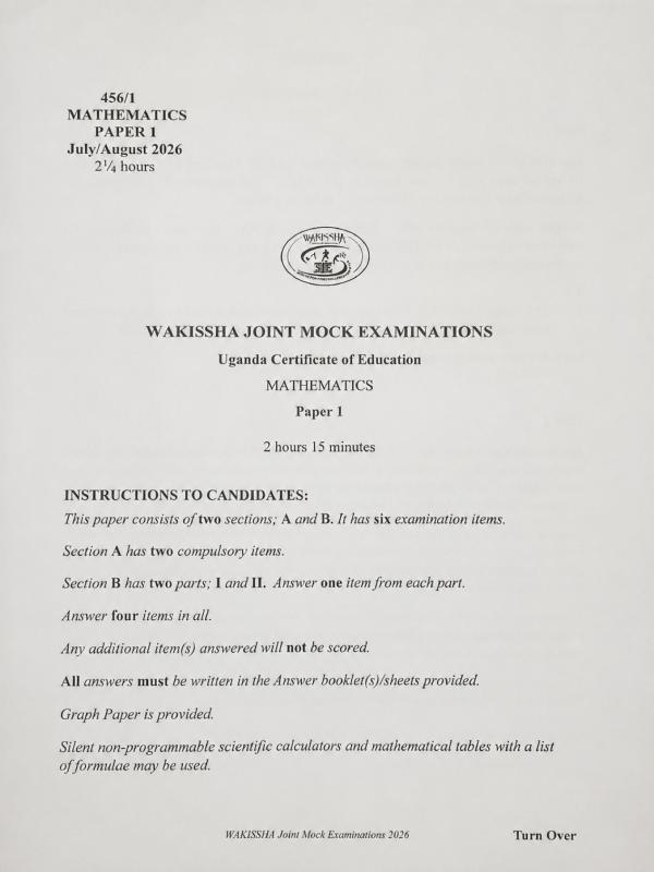 WAKISHA Mock Exams - Mathematics (MTC) 2026