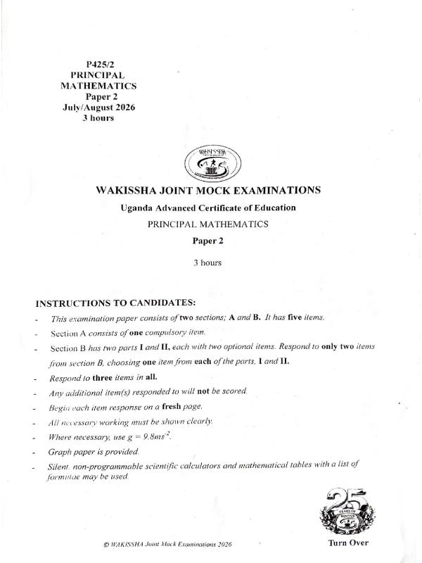 UACE Wakisha Principal Mathematics Paper 2