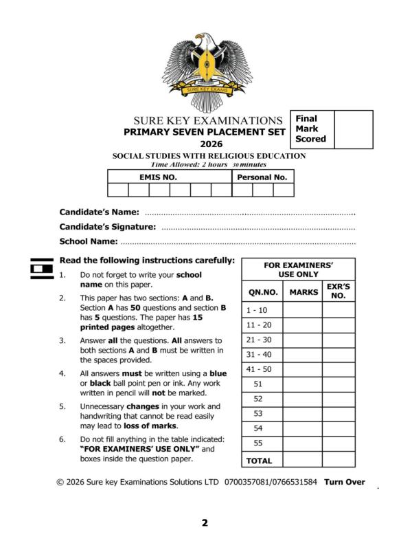 Surekey SST Placement Test Past Papers for 2026