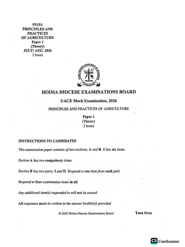 Hoima Mock Examination: Agriculture Paper 1 (2026)