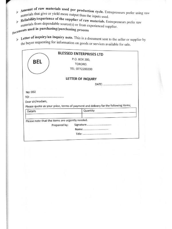 Documents Used in Purchasing