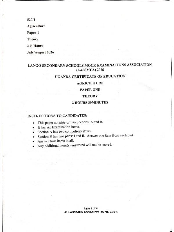 Lango Mock UCE Agriculture Paper (2026)