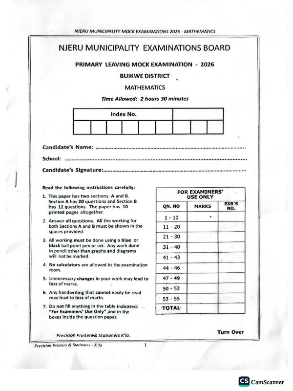 Njeru Mock Examinations 2026
