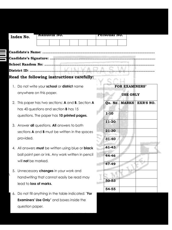 Kinyara Science Mock Examination 2026