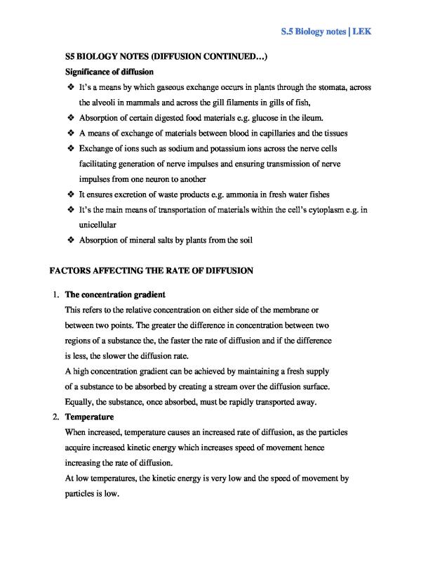 Senior Five (S5) Biology Notes - Competency-Based Curriculum (CBC) Format