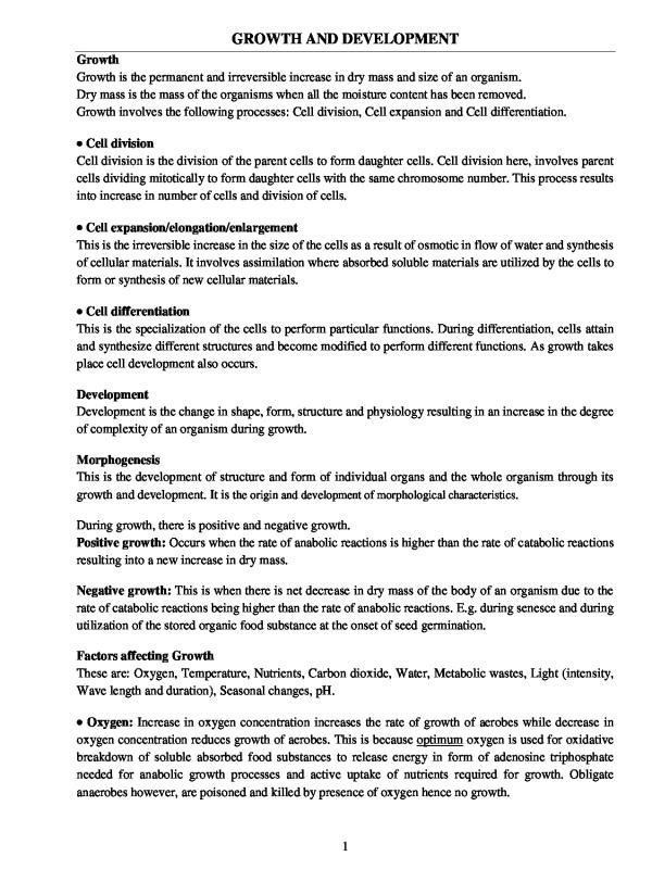 A-Level Growth and Development Notes (S5 & S6)