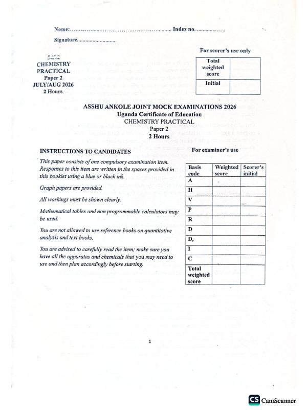 ASSHU UCE Chemistry Paper 2 2026