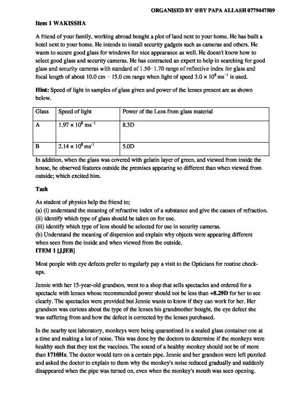 S4 Physics Mock Exam Papers Collection (2026) - Uganda Curriculum