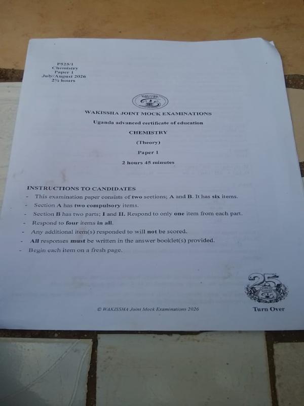 Chemistry paper 1. Wakissha mock