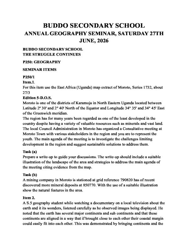 Buddo ss A level geog seminar items 2026