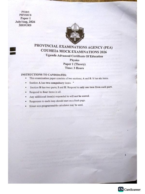 S6 Physics Paper 2 PEA Mock Exams 2026