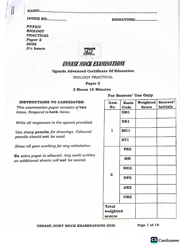 UNAASE Senior 6 Biology Practical Revision Resource | UNEB A-Level