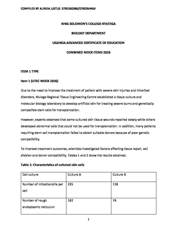 UNEB A-Level Combined Mock Exam Papers 2026 (S5 & S6)