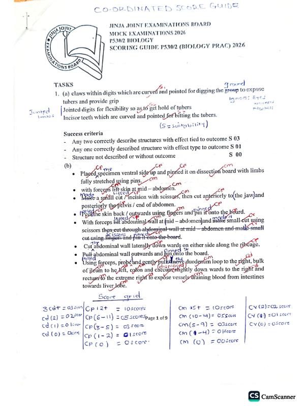 P530 Biology Practical Revision Guide (JJEB 2026) - UACE A-Level
