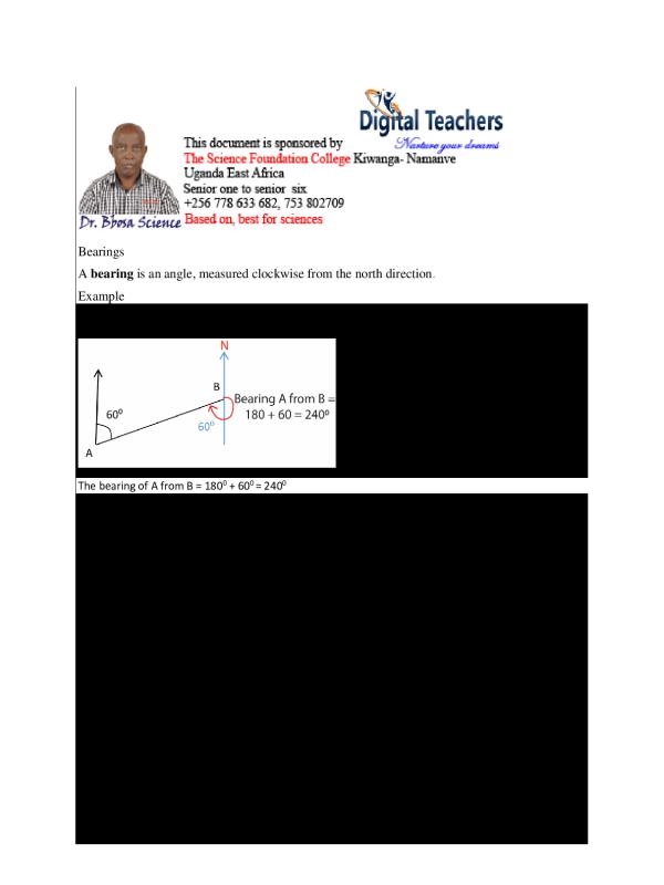 Upper Primary Mathematics Notes: Bearings