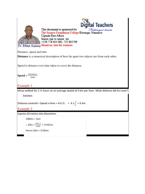 Upper Primary Mathematics: Speed and Distance Practice