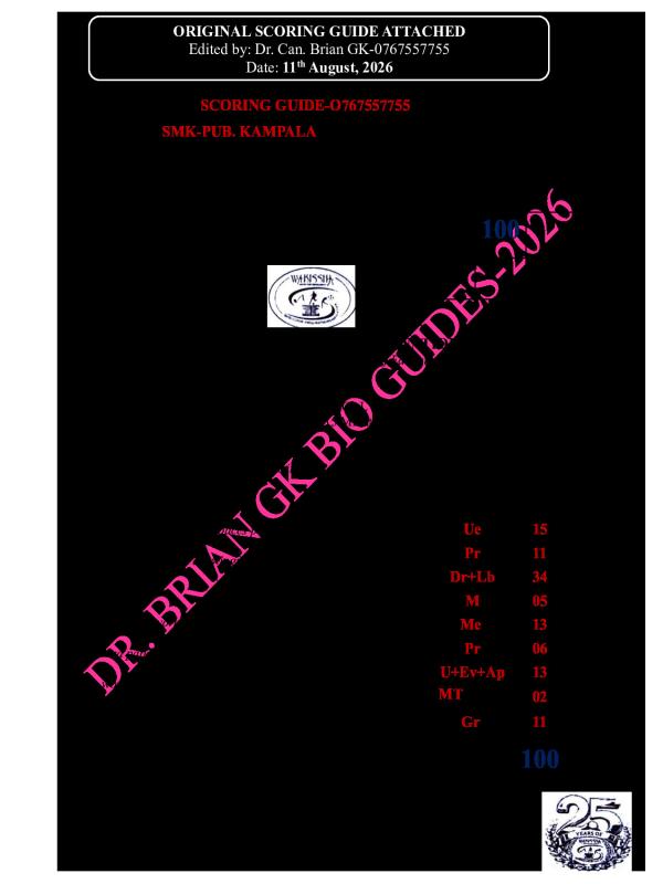 Wakisha biology practical mock paper 2 score guide 2026