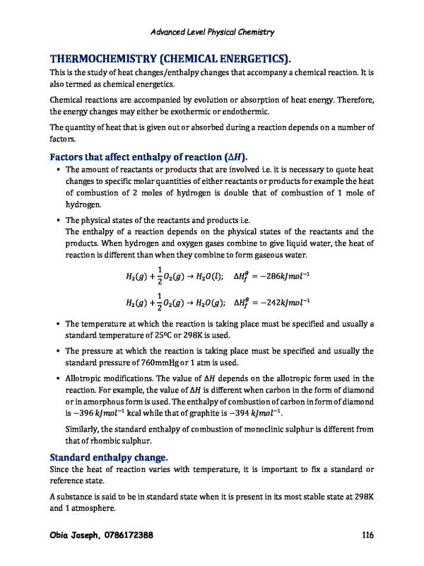 Thermochemistry - UNEB Chemistry Notes & Study Guide